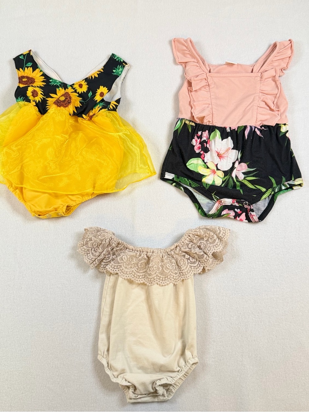 PatPat Baby Girl Peach Pink Ruffled Tank Romper